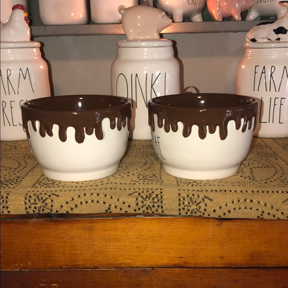 Rae Dunn ICE CREAM & SUNDAE Ice Cream Set of 2 Bowls